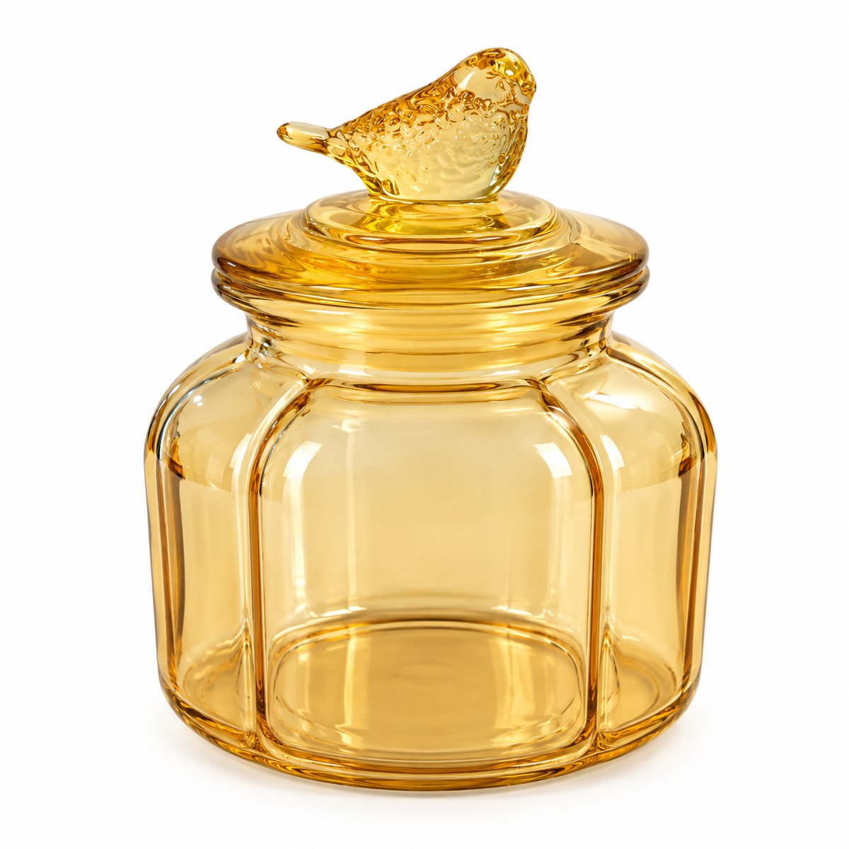Pote de Vidro Âmbar com Tampa Passarinho – 1,0 L