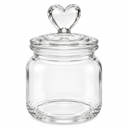 Pote de Vidro com Tampa Coração 500 ml
