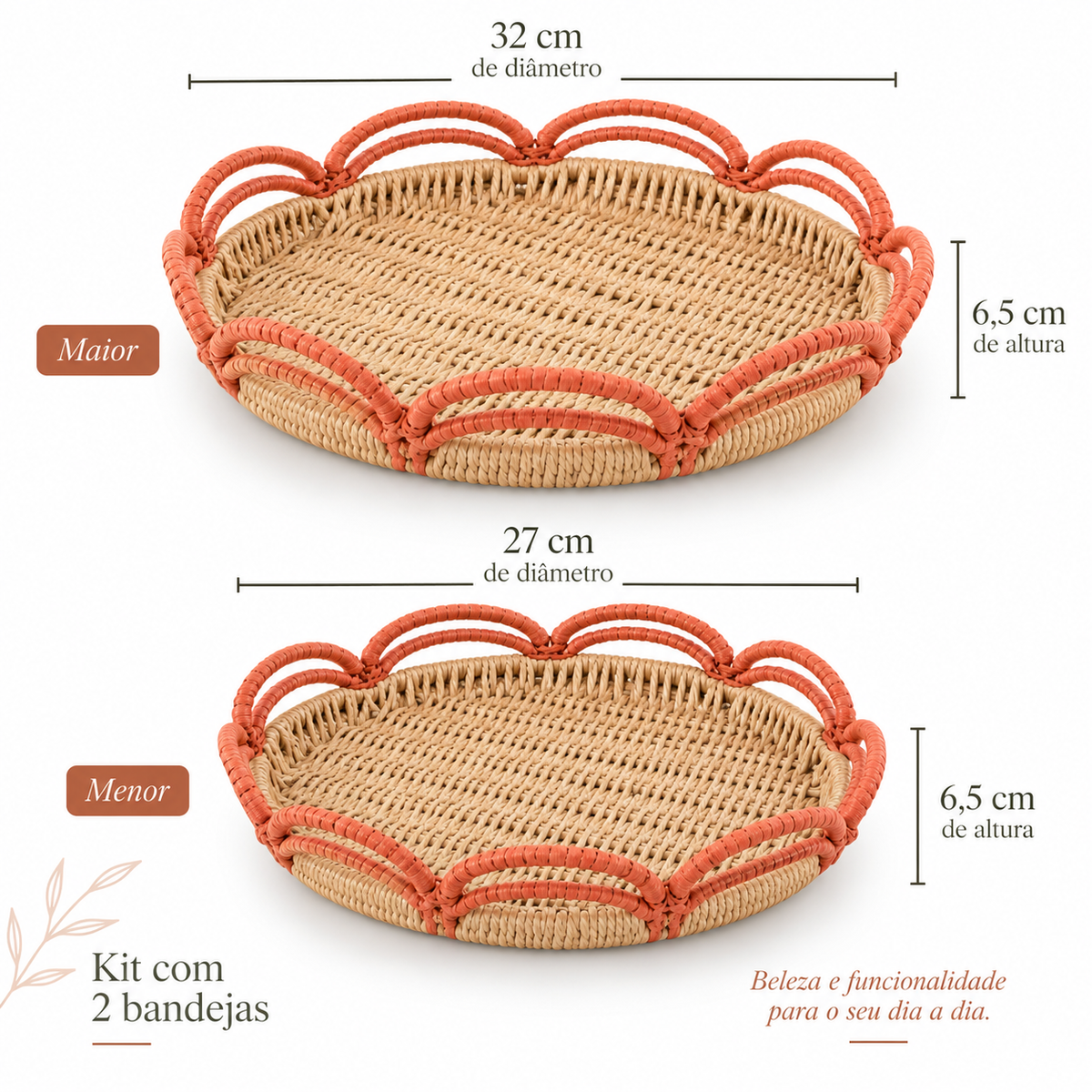 Kit com 2 Bandejas Redondas