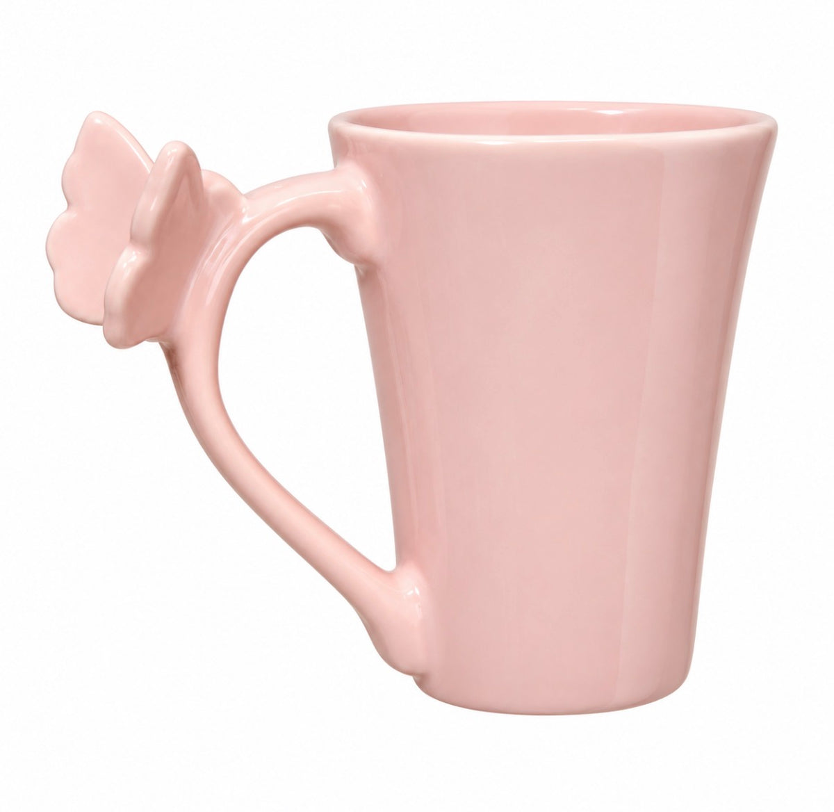Caneca Rosa com Alça de Borboleta